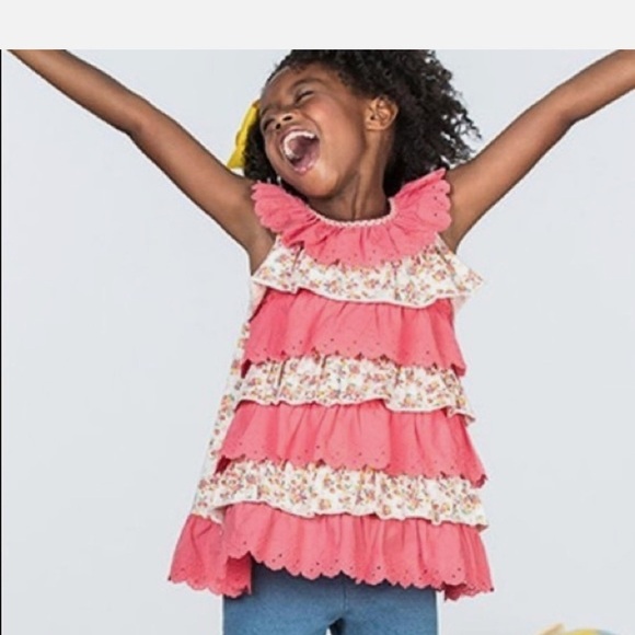 Matilda Jane 4 Permission Slip Tunic Girl's Pink Ruffle Top - Picture 2 of 6
